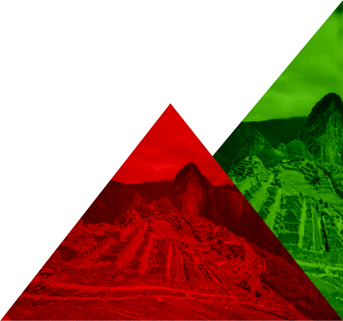 Detalle gráfico Machu Picchu rojo y verde